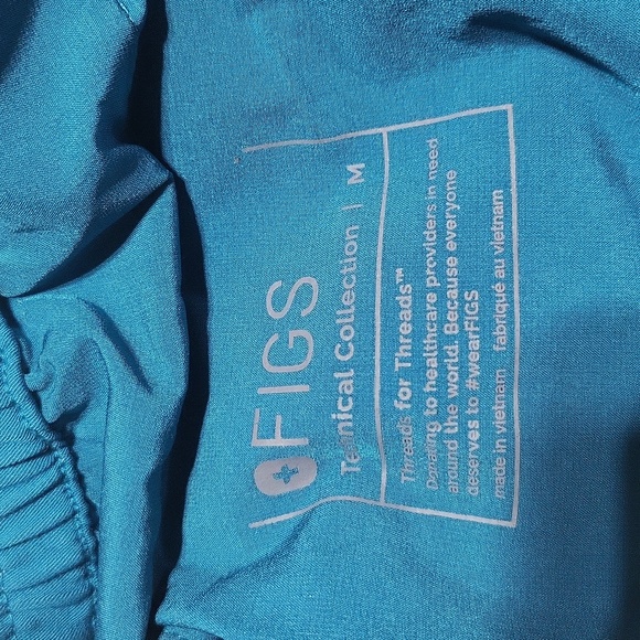 FIGS Technical Collection Teal Elastic Tie Waist Scrub Pants w/ lots of Pocket-M - Picture 3 of 13